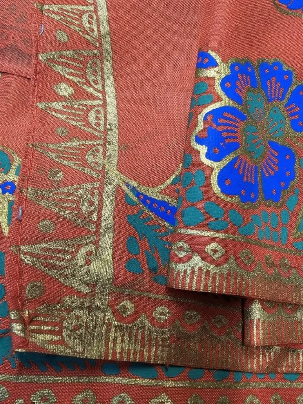 Vintage Asian Phoenix Bamboo Tablecloth Wall Hanging Red Gold 75x43 Textile